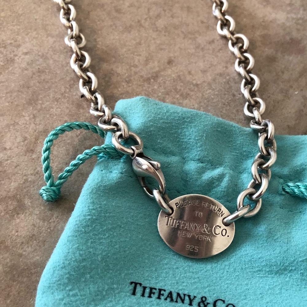 Authentic Tiffany & Co Oval Tag Choker Necklace